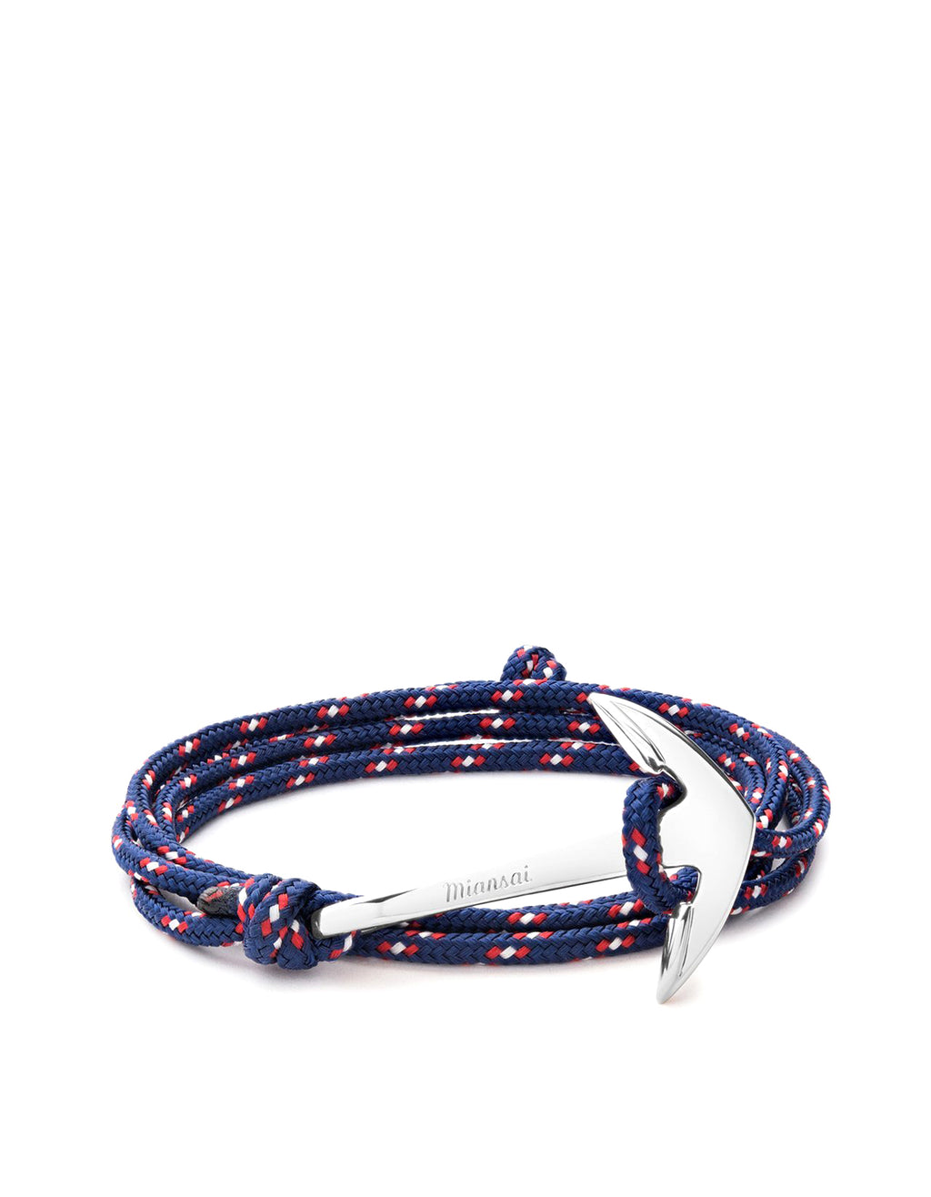 Miansai - Anchor On Rope Bracelet Polished Silver / Navy Blue