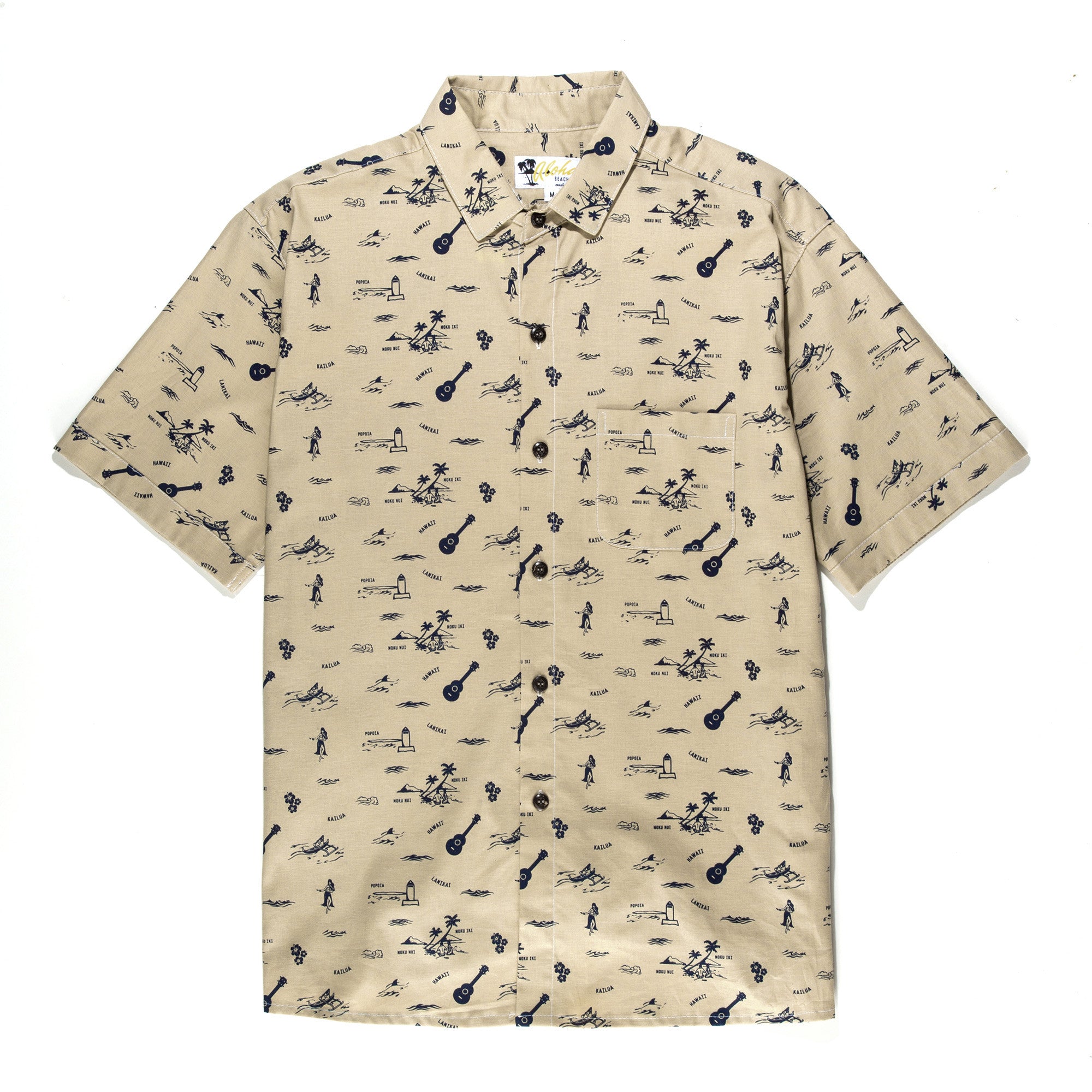 Aloha Beach Club - Lanikai Tan Short Sleeve Aloha Shirt - Aloha Beach Club