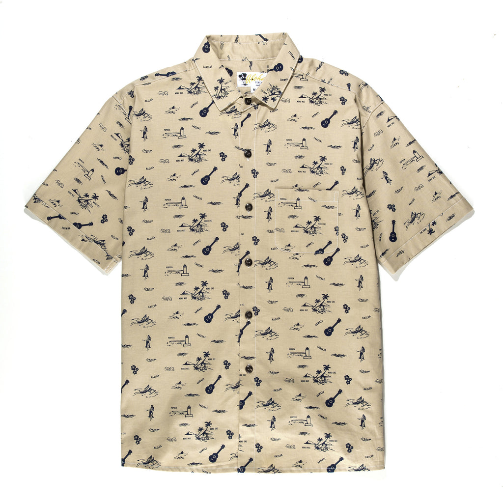 Aloha Beach Club - Lanikai Tan Short Sleeve Aloha Shirt - Aloha Beach Club