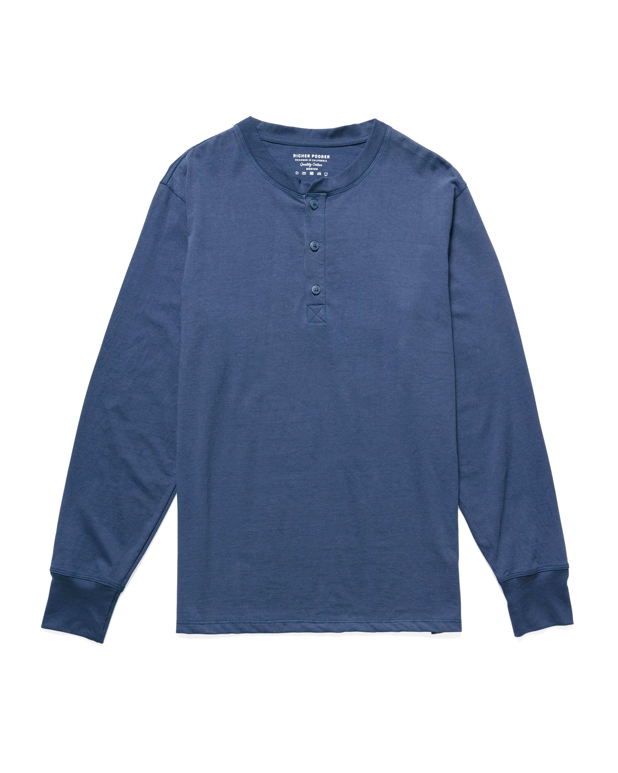 RICHER POORER - Long Sleeve Henley Navy