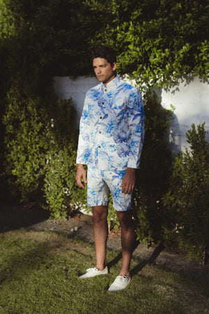 Aloha Beach Club - Paki Floral Sea Mandarin Shirt - Aloha Beach Club