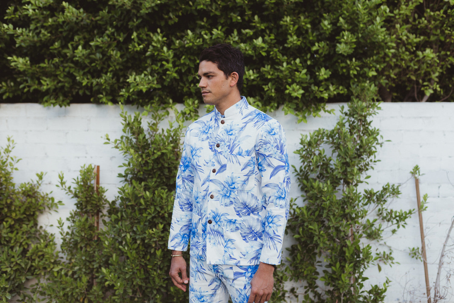 Aloha Beach Club - Paki Floral Sea Mandarin Shirt - Aloha Beach Club